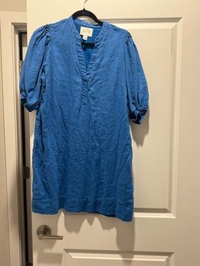 Lilly Pulitzer Bright Blue V-Neck Puff Sleeve Tunic Dress